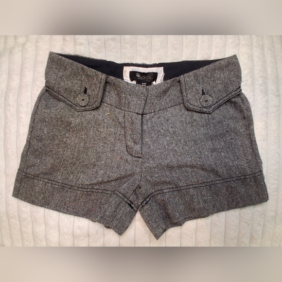 High Waist Gray Textured Shorts - Picture 2 of 8